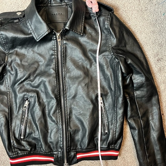Blank NYC Racing Stripe Faux Leather Moto Jacket Black Size XSmall - Picture 4 of 11